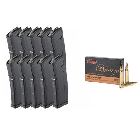 Bronze 223 Rem 55gr FMJ-BT 1000RD With PMAG 30RD 10 Pack (Use code scholar10 for free shipping)